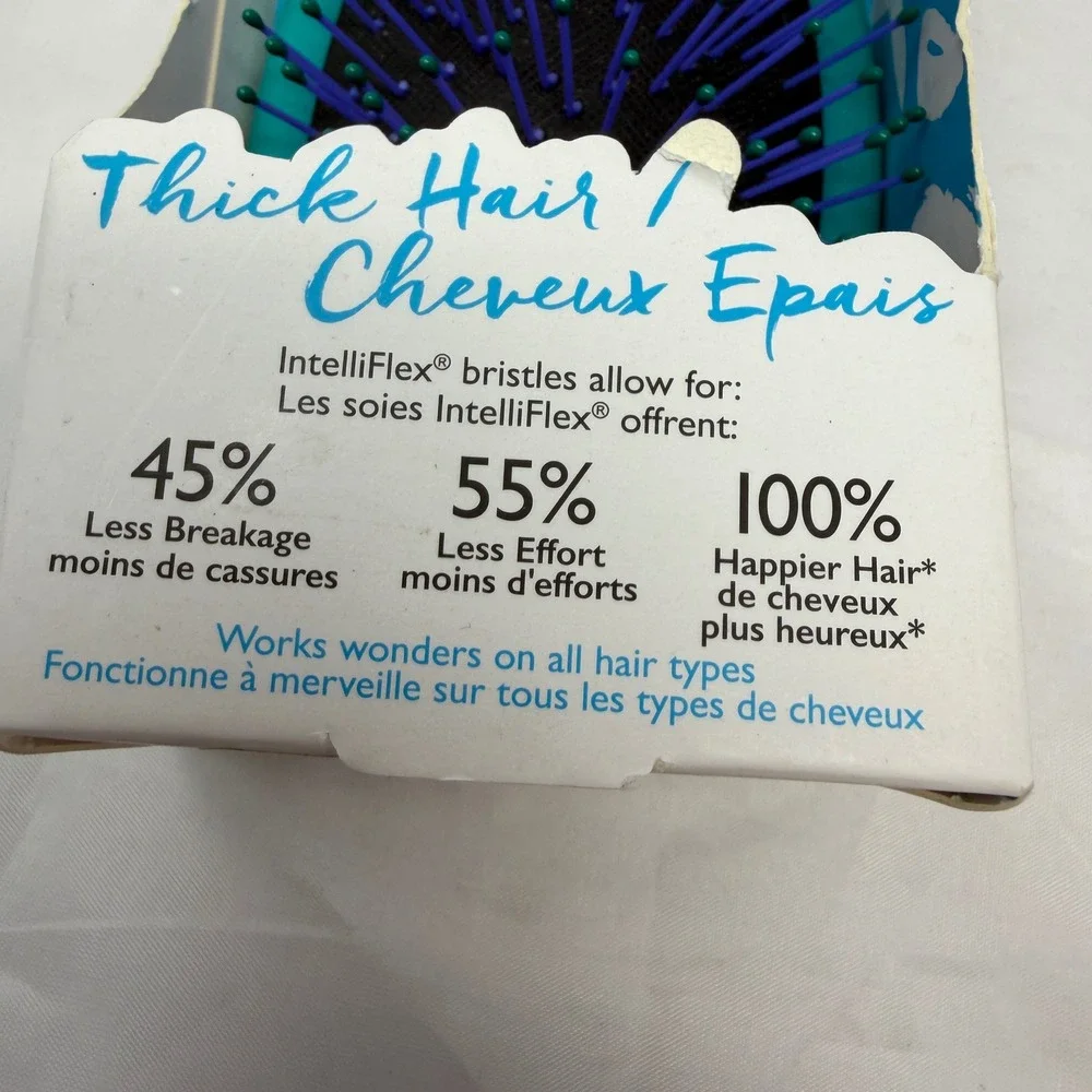 Wet Brush Custom Care Detangler for Thick Curly Hair Teal IntelliFlex Bristles